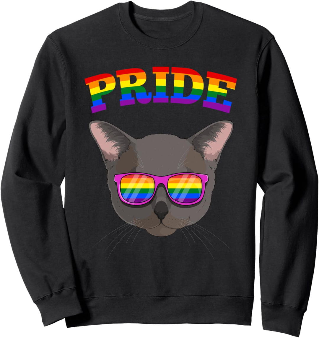 LGBT Burmese Cat Gay Pride Rainbow LGBTQ Kitty Cute Sweatshirt