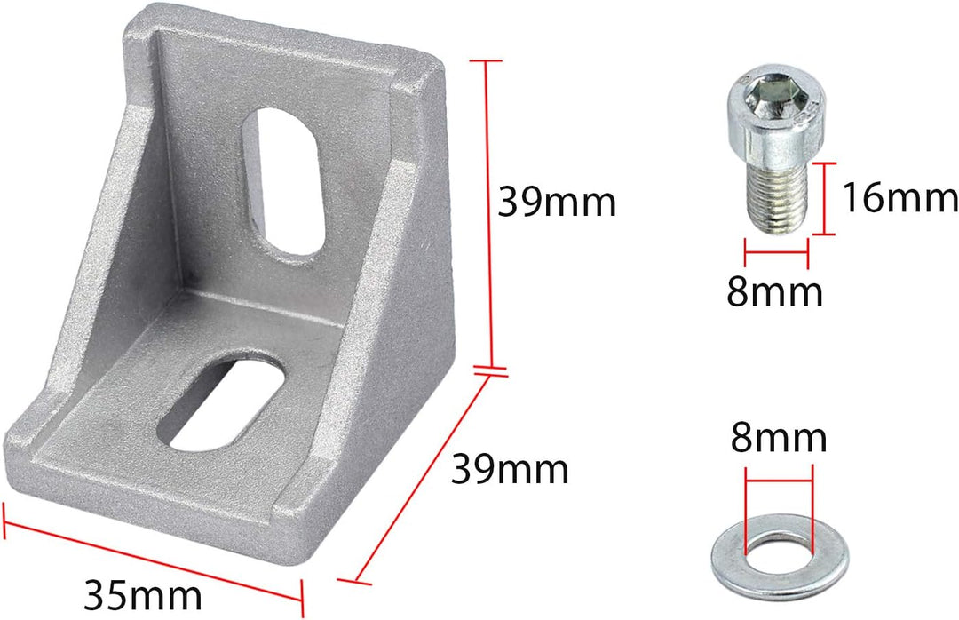 Justech 40x Eckwinkel Befestigungsmaterial für 4040 4080 Nut 8 Aluminium Extrusion Eckverbinder Alup