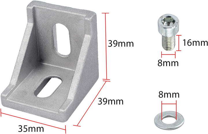 Justech 40x Eckwinkel Befestigungsmaterial für 4040 4080 Nut 8 Aluminium Extrusion Eckverbinder Alup