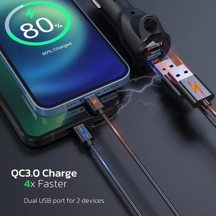 Nulaxy Bluetooth Adapter Auto FM Transmitter Bluetooth V5.0 Grosser Bildschirm Unterstützung für Han