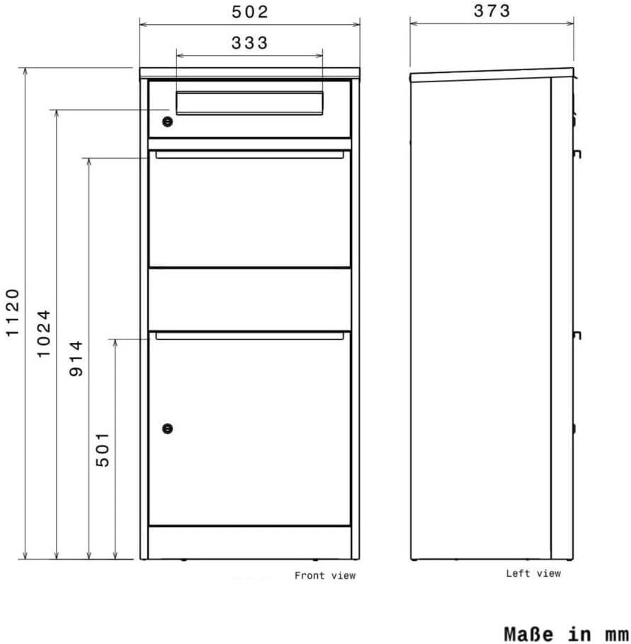 Metzler Brieffach für Paketbox Bispo 2 mit Gravur | Erweiterung bis 5 Fächer | Anthrazit RAL 7016 |