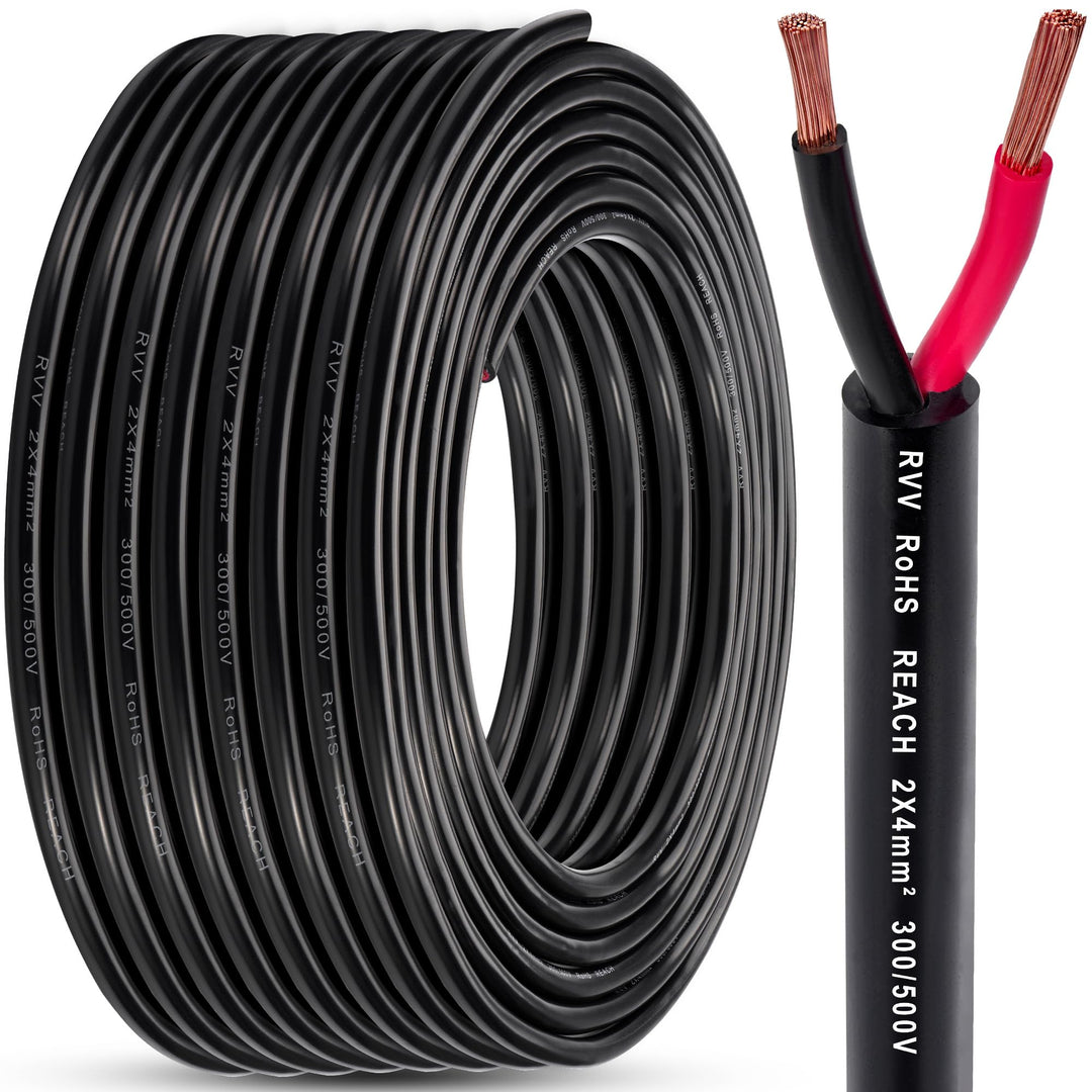 2 adriges Anhänger KFZ Kabel 2x4,0mm² - 5M Kupfer Fahrzeugleitung 12V/24V - Wasserfest Rundkabel für