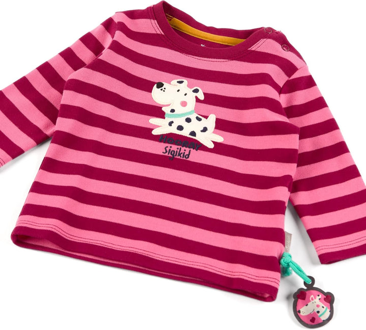 Sigikid Baby-Mädchen Langarmshirt aus Bio-Baumwolle T-Shirt 62 Rosa-rot/Gestreift, 62 Rosa-rot/Gestr