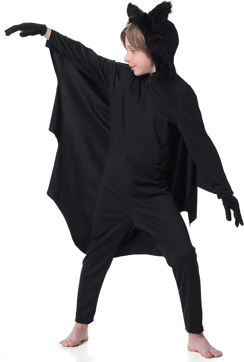 Fledermaus Kostüm Kinder Mädchen Junge Faschingskostüme Karneval Kostüm Schwarz 110-116, Schwarz 110