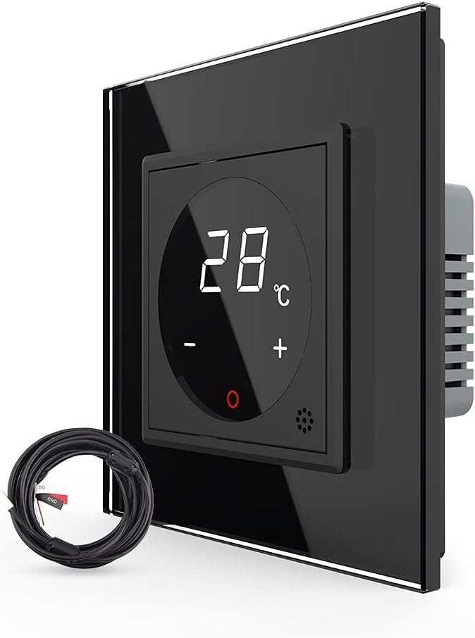 LIVOLO Raumthermostat Thermostat mit Glas Rahmen für Heizung Fussbodenheizung optional mit Bodenfühl