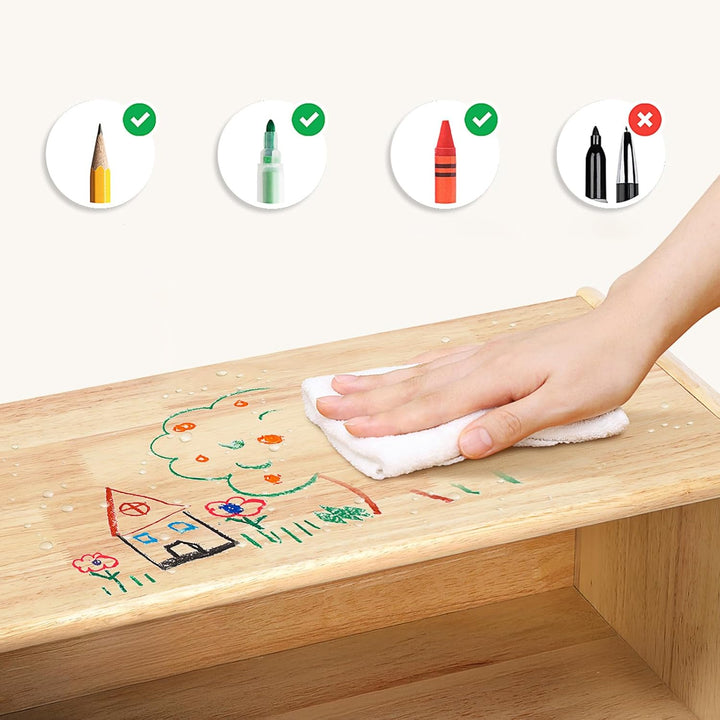 OOOK Gummiholz Kinderregal Spielzeugschrank, Bücherregal Spielzeugregal mit 2 Ebenen, Eckregal Stehe