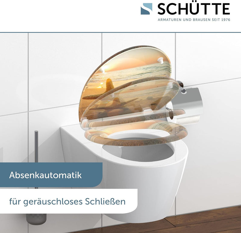 SCHÜTTE WC-Sitz Duroplast SEA STAR, Toilettensitz mit Absenkautomatik und Schnellverschluss für die