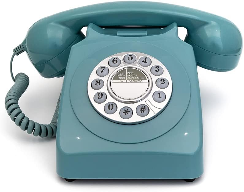GPO 746PUSHBLU - Nostalgie Telefon im 70er Jahre Design, Blau Blue Einzelbett, Blue Einzelbett