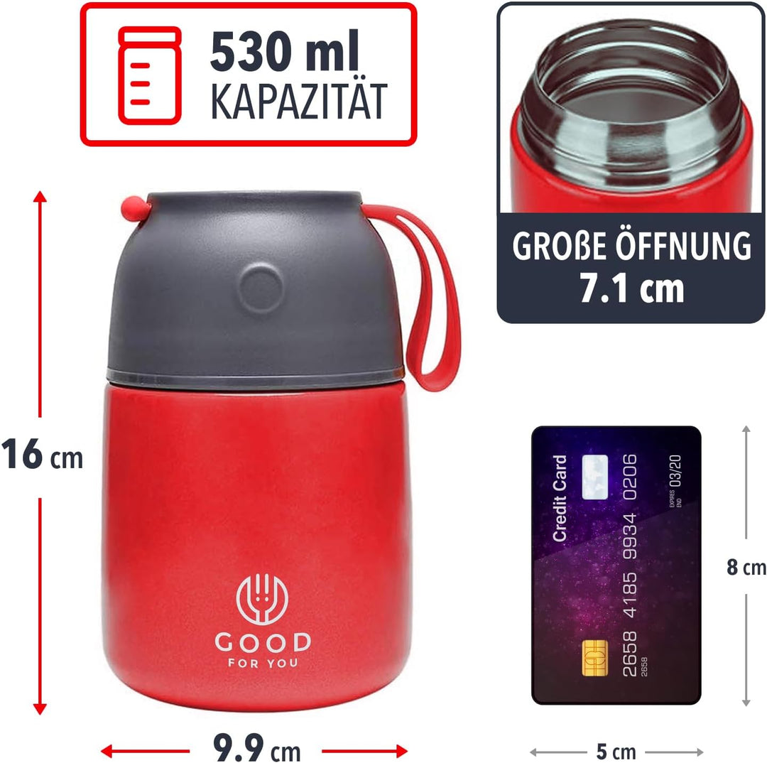 GOOD FOR YOU - Isolierter Lebensmittelbehälter – 530 ml Edelstahlbehälter für warme und kalte Mahlze
