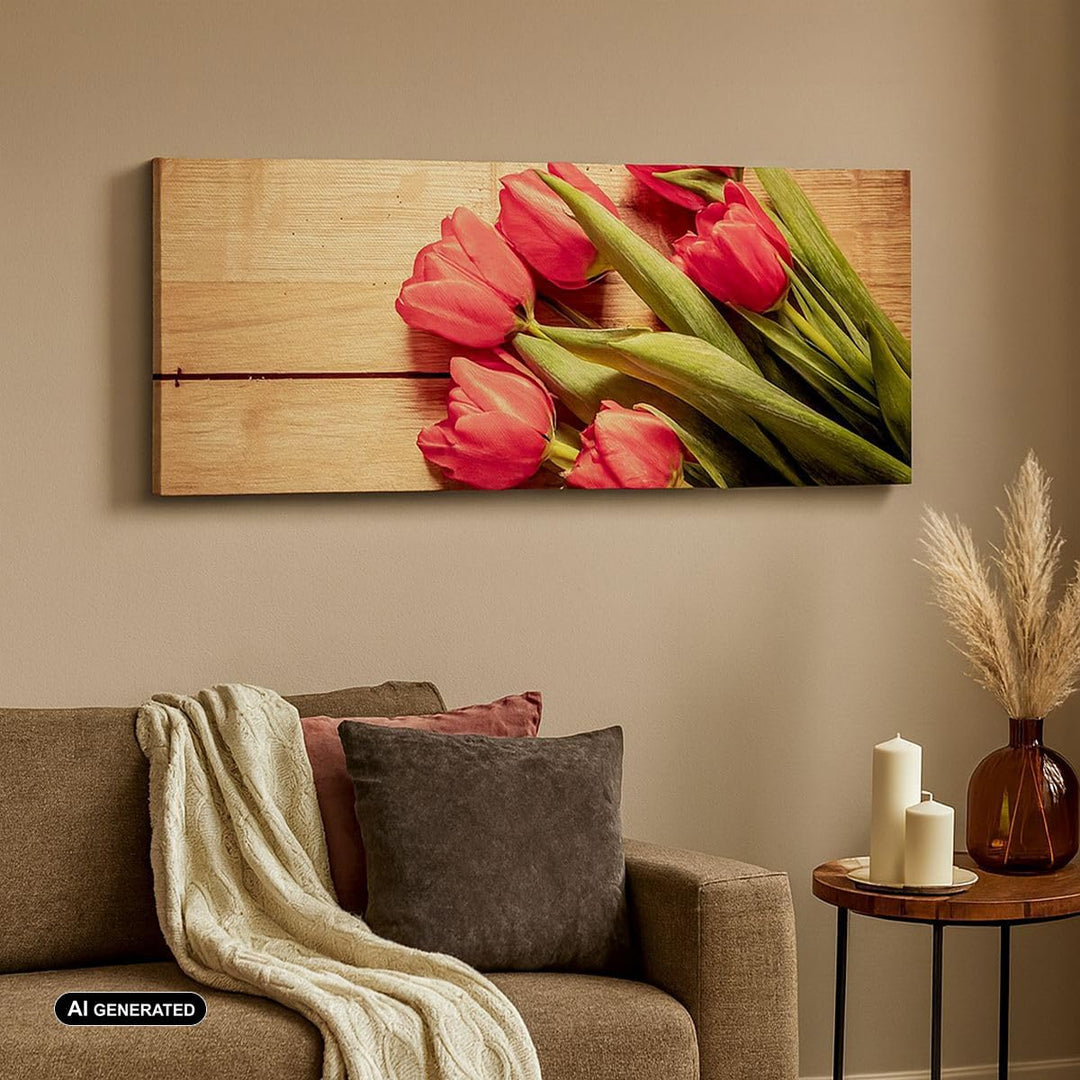 ARTTOR Wandbilder Dekoration Wohnzimmer Tulpen Blumenstrauss Sommer Garten Bilder auf Leinwand 120x5