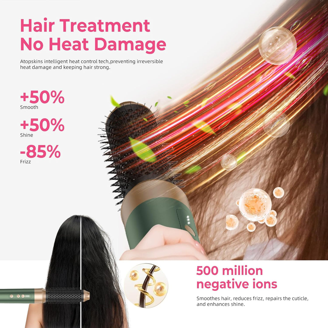 7 In 1 Airstyler Pro, Atopskins Hairstyler Warmluftbürste Set, 11,0000 Rpm Föhn mit Diffusor, Rundbü