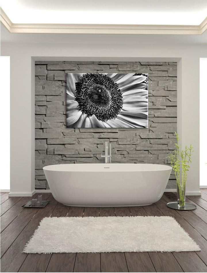 Pixxprint grosse Sonnenblume / 100x70cm Leinwandbild bespannt auf Holzrahmen/Wandbild Kunstdruck Dek