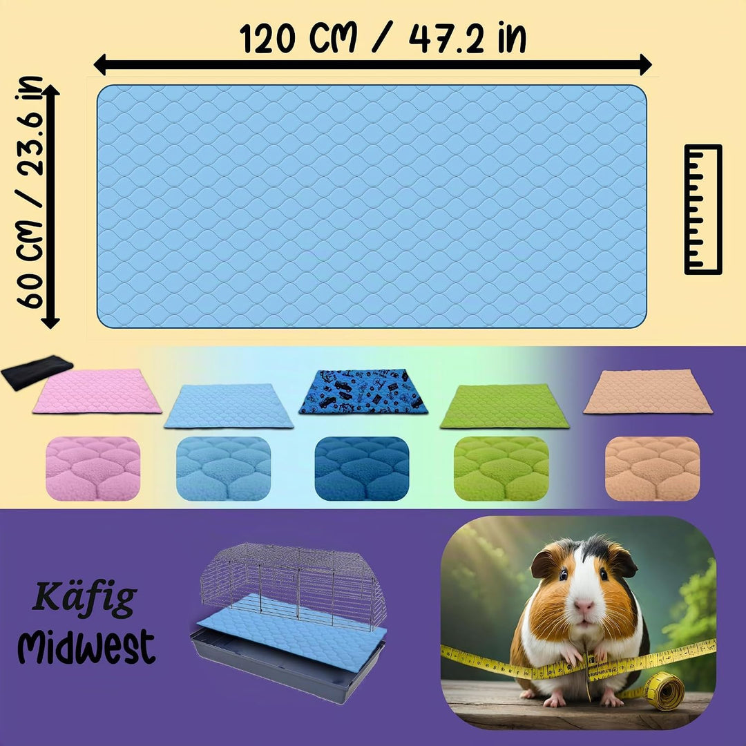 NEO SOLVO Käfigeinlage für Kaninchen und Meerschweinchen mit Abnehmbarer Fleece-Tunneldecke - perfek