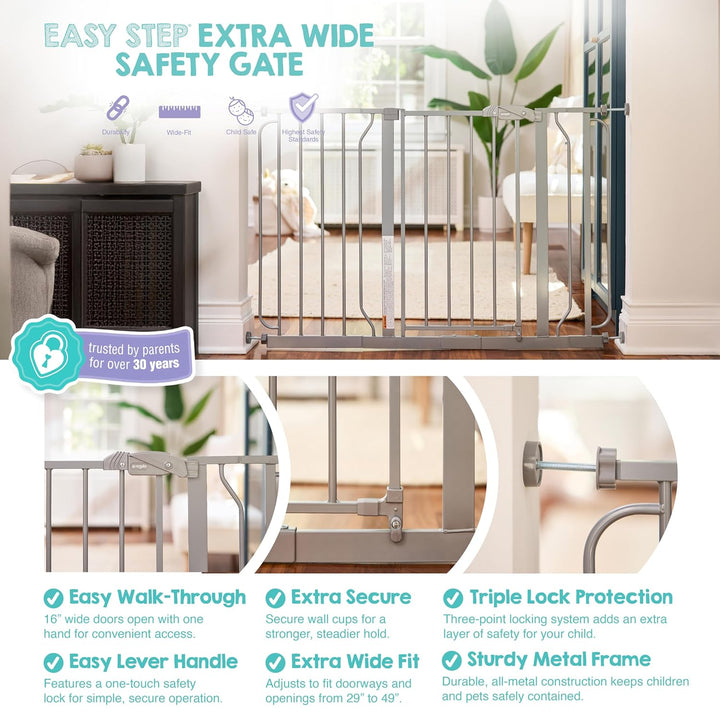 Regalo Easy Step Extra Wide Baby Gate Platinum, Platinum