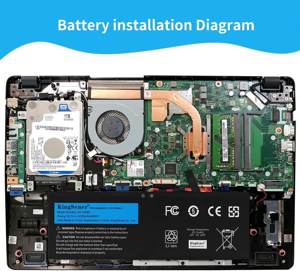 KingSener AC14B8K Laptop Akku für Acer Aspire ES1-131 ES1-311 ES1-331 ES1-511 ES1-512 E5-771 R3-131T