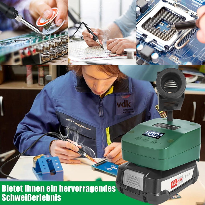 Kabelloser Lötkolben Set Kompatibel mit Bosch 18V Home and Garden PBA Akku, Tragbarer Lötkolben mit