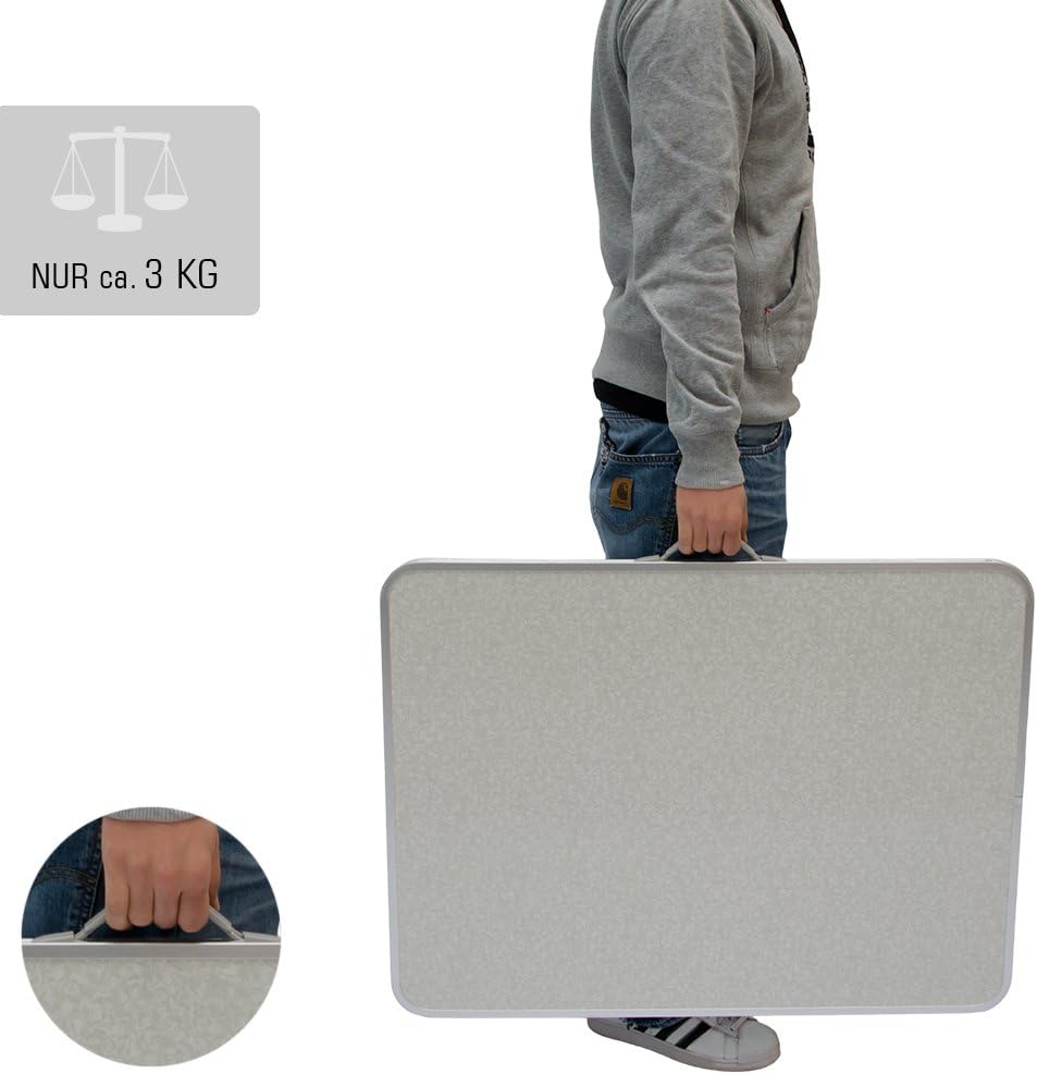 AMANKA Alu Campingtisch 80x60cm - Klapptisch Picknicktisch Leichter Falttisch Marmor-Optik Hellgrau,