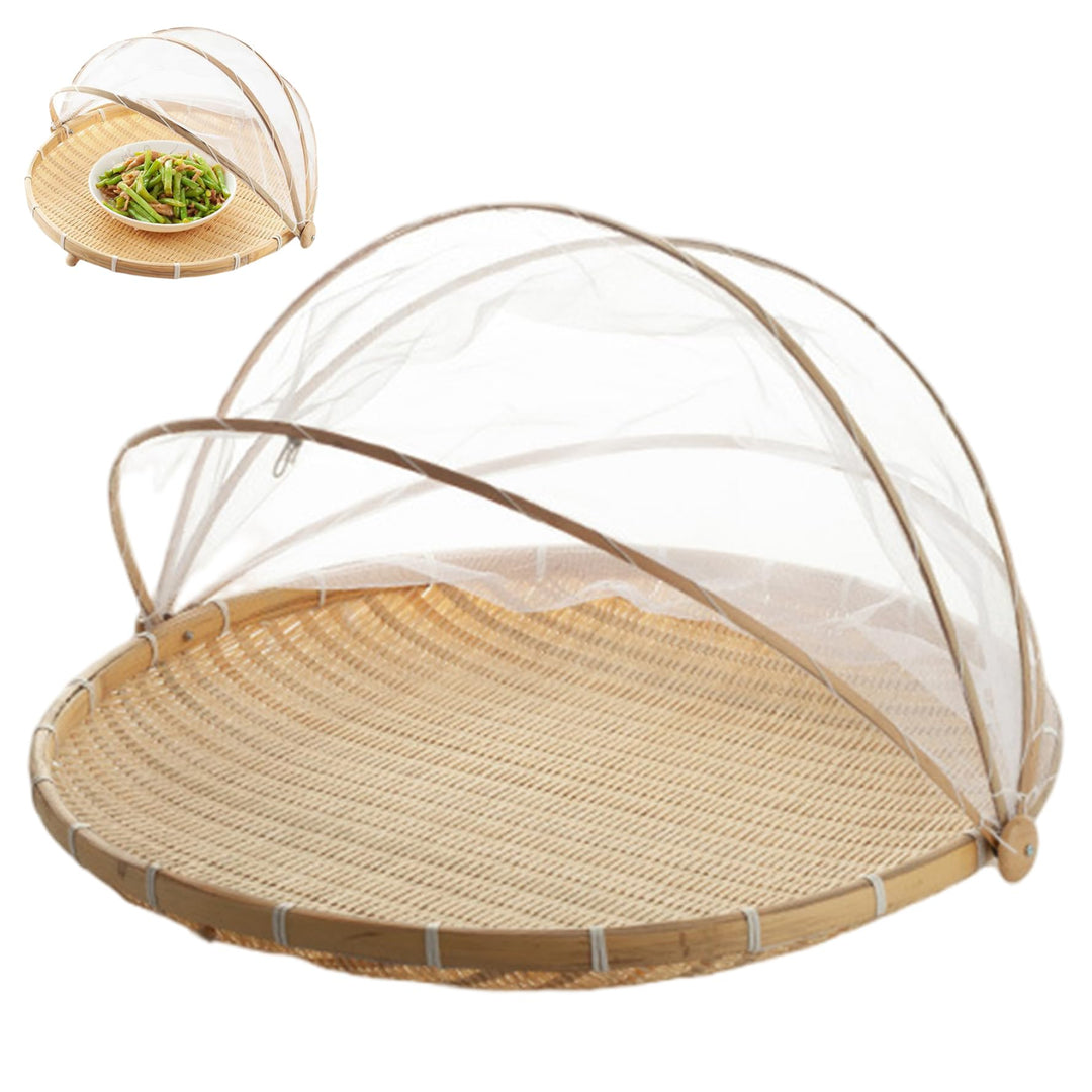 Netz-Obstkorb mit Deckel, 30, 5 cm grosser Bambus-Obstkorb mit Netz-Gaze-Abdeckung, Outdoor-Lebensmi