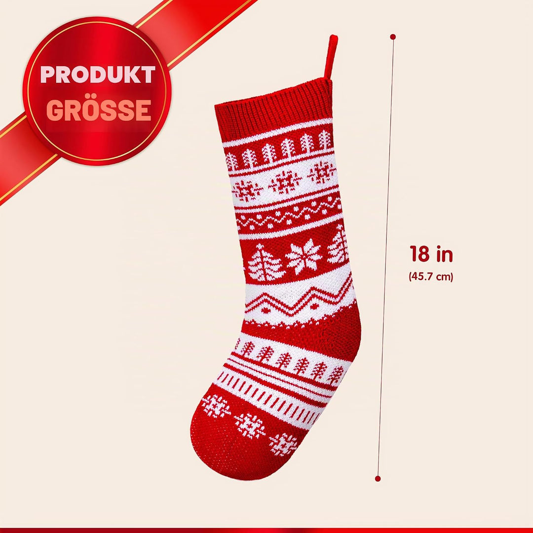 JOYIN 6er-Pack 45 cm gestrickte Weihnachtsstrümpfe, grosse rustikale Weihnachtsstrümpfe aus Garn für