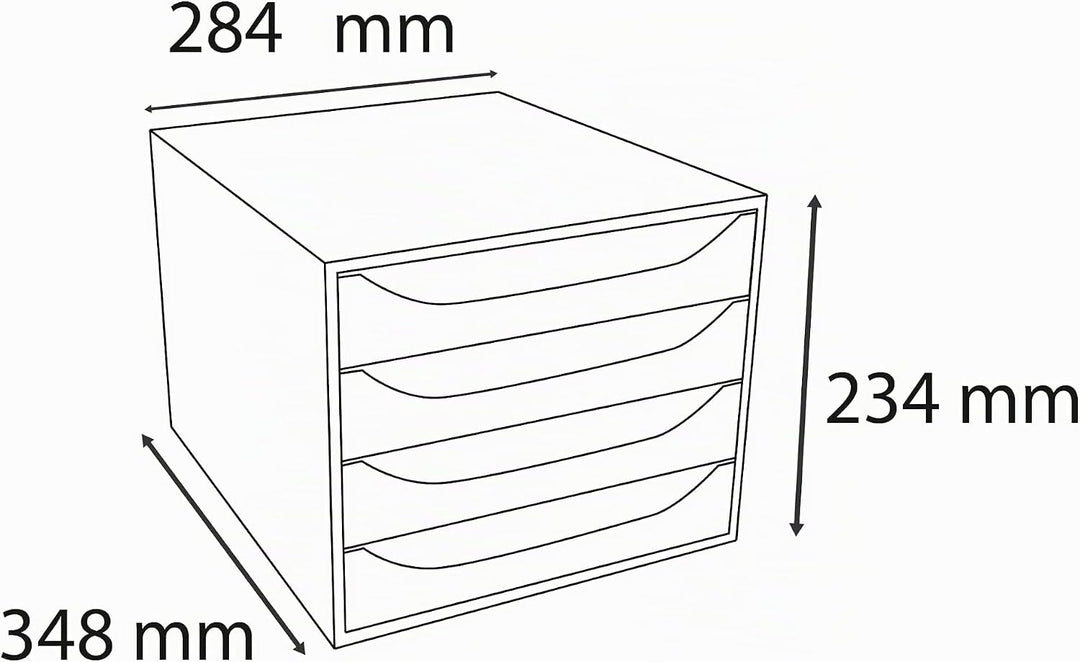 Exacompta 228606D Ablagebox Office mit 4 Schubladen für DIN A4+ Dokumente. Ecobox mit hoher Kapazitä