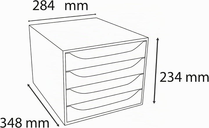Exacompta 228606D Ablagebox Office mit 4 Schubladen für DIN A4+ Dokumente. Ecobox mit hoher Kapazitä