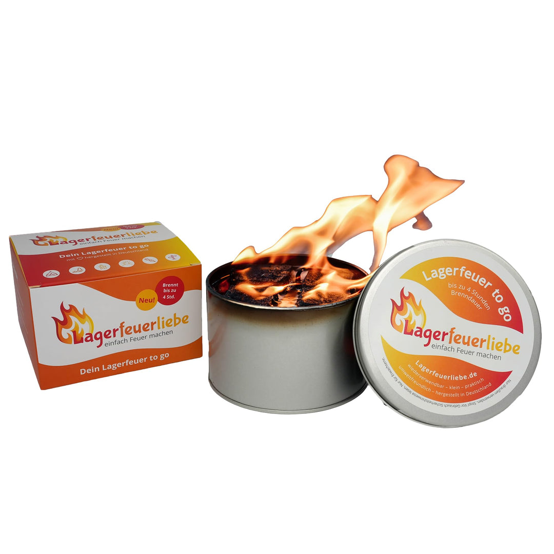 Lagerfeuerliebe® Lagerfeuer to go | bis zu 4 Std. Brenndauer | wiederverwendbar, leicht & sicher | Ø