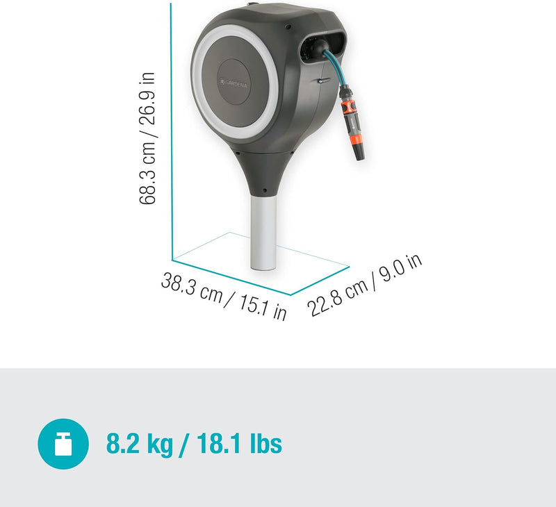 Gardena Garten-Schlauchbox Rollup S (weiss) 15 m: Schwenkbare Schlauchbox, integrierte Schlauchführu