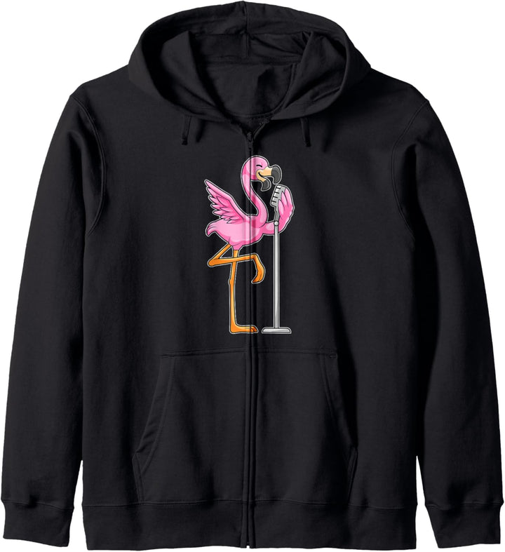 Flamingo Sänger Mikrofon Musik Kapuzenjacke