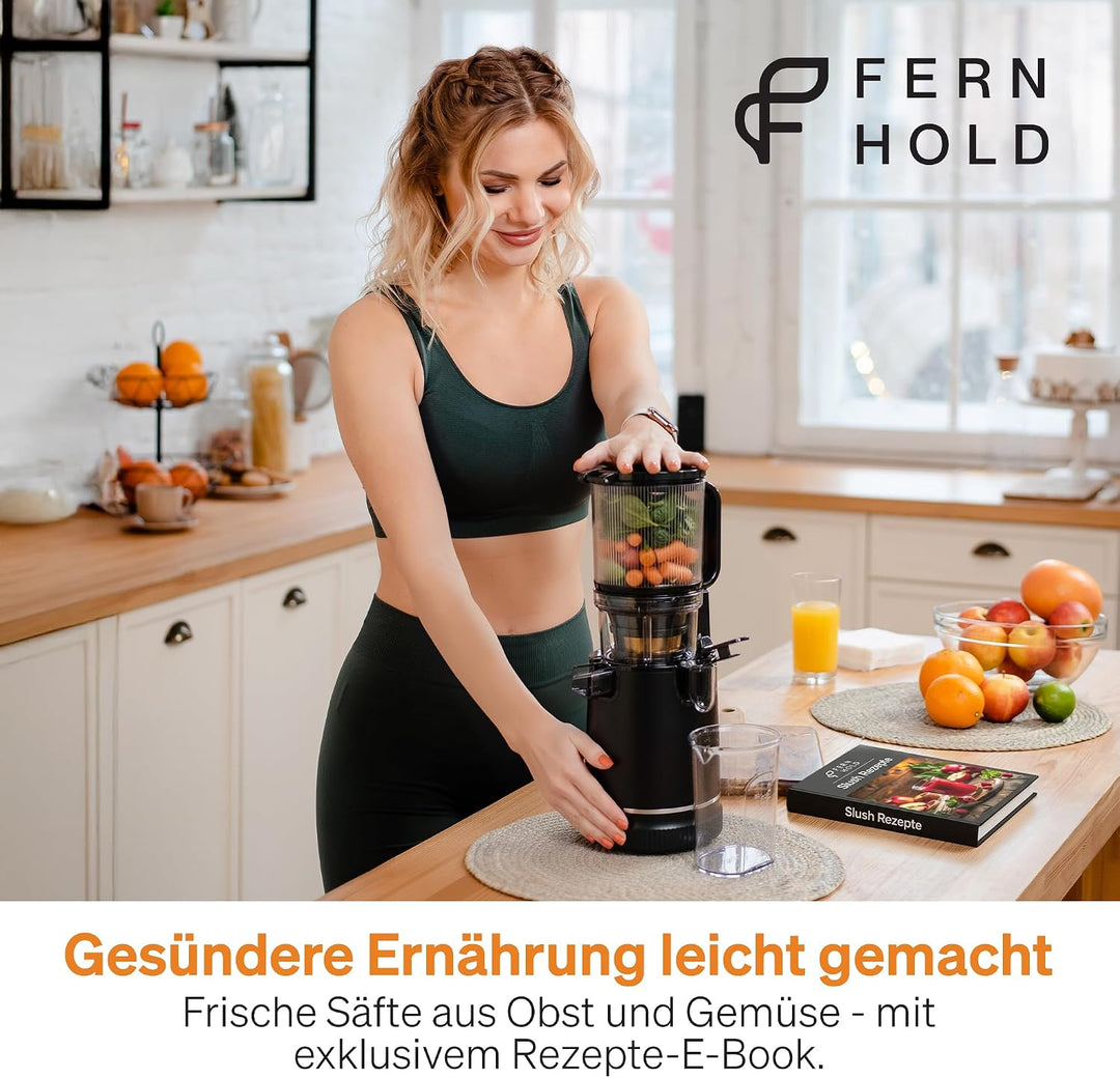 Entsafter Slow Juicer 130 mm, Saftpresse für Gemüse &amp; Obst, 250 W, BPA-frei Schwarz, Schwarz