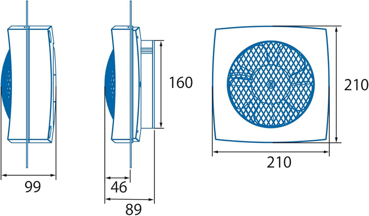 Wand Fenster Ventilator Lüfter CATA LHV-160, elegantes Design, besonders leisen Betrieb und hochwert