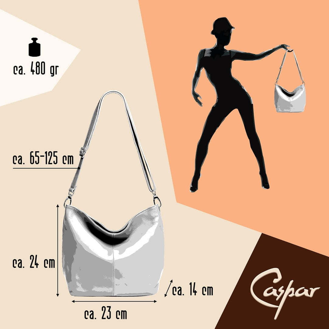Caspar TL803 klassisch elegante Damen Lederhandtasche Einheitsgrösse Dunkelbraun, Einheitsgrösse Dun
