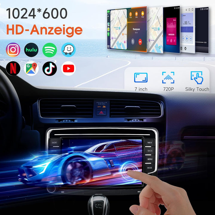 Haudio 2 Din Autoradio mit Kabellosem Apple CarPlay & Android Auto, 7 Zoll Autobildschirm mit Canbus
