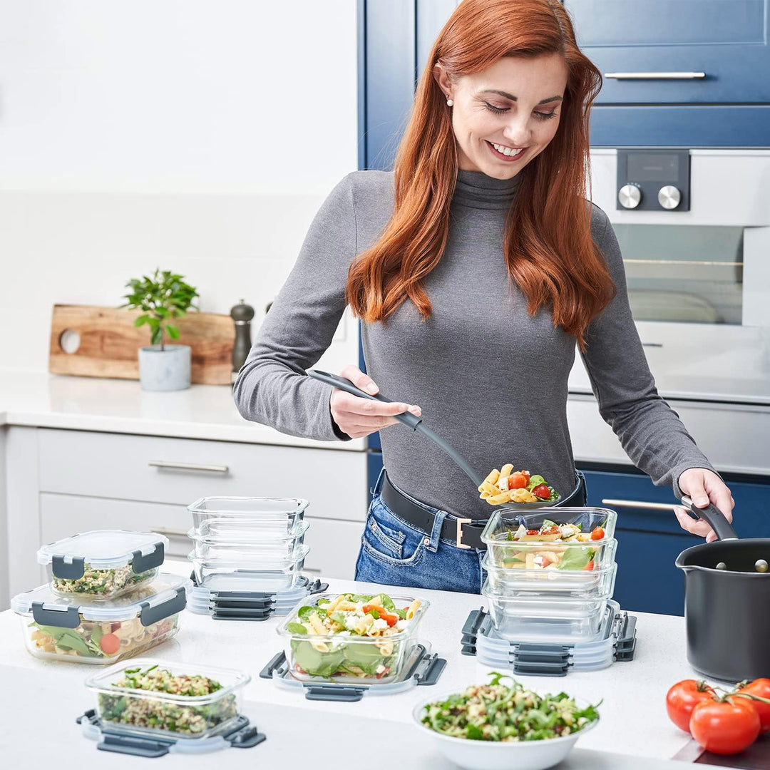 Aufbewahrungsbox Glas Lebensmittel - [10er Pack] Lunchboxen für Gesunde Mahlzeiten mit Luftdichten D