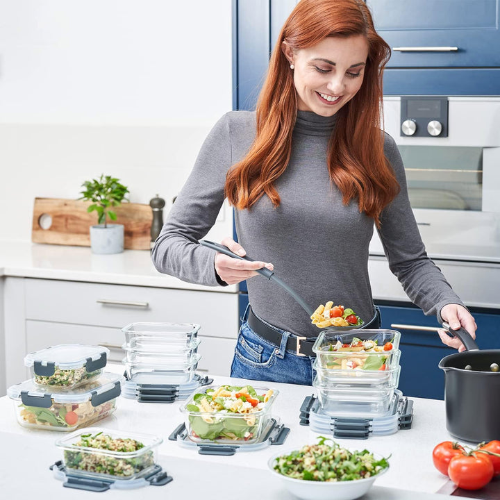 Aufbewahrungsbox Glas Lebensmittel - [10er Pack] Lunchboxen für Gesunde Mahlzeiten mit Luftdichten D