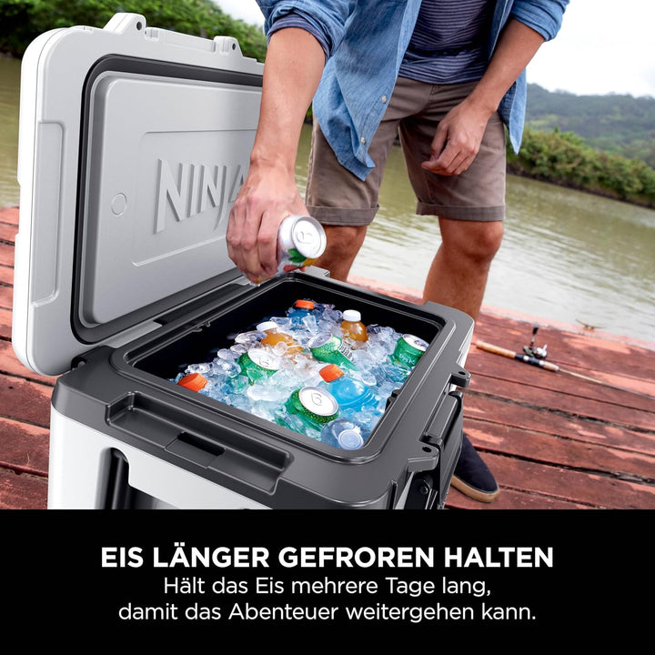 Ninja FrostVault Kühlbox mit Rollen und Isolierung, integrierter Dry Zone Schublade für Lagerung bei
