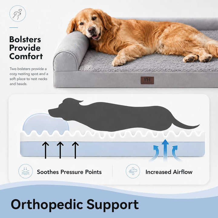 WESTERN HOME Orthopädisches Hundebett mittelgrosse Hunde hundesofa Hundecouch Hunde Bettchen mit Hoh