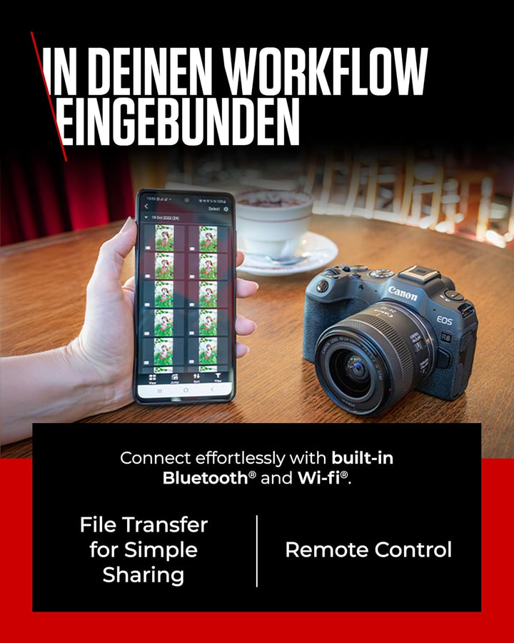 Canon EOS R8 Systemkamera Spiegellose Vollformat Kamera Digitalkamera mit Autofokus und Motiverkennu