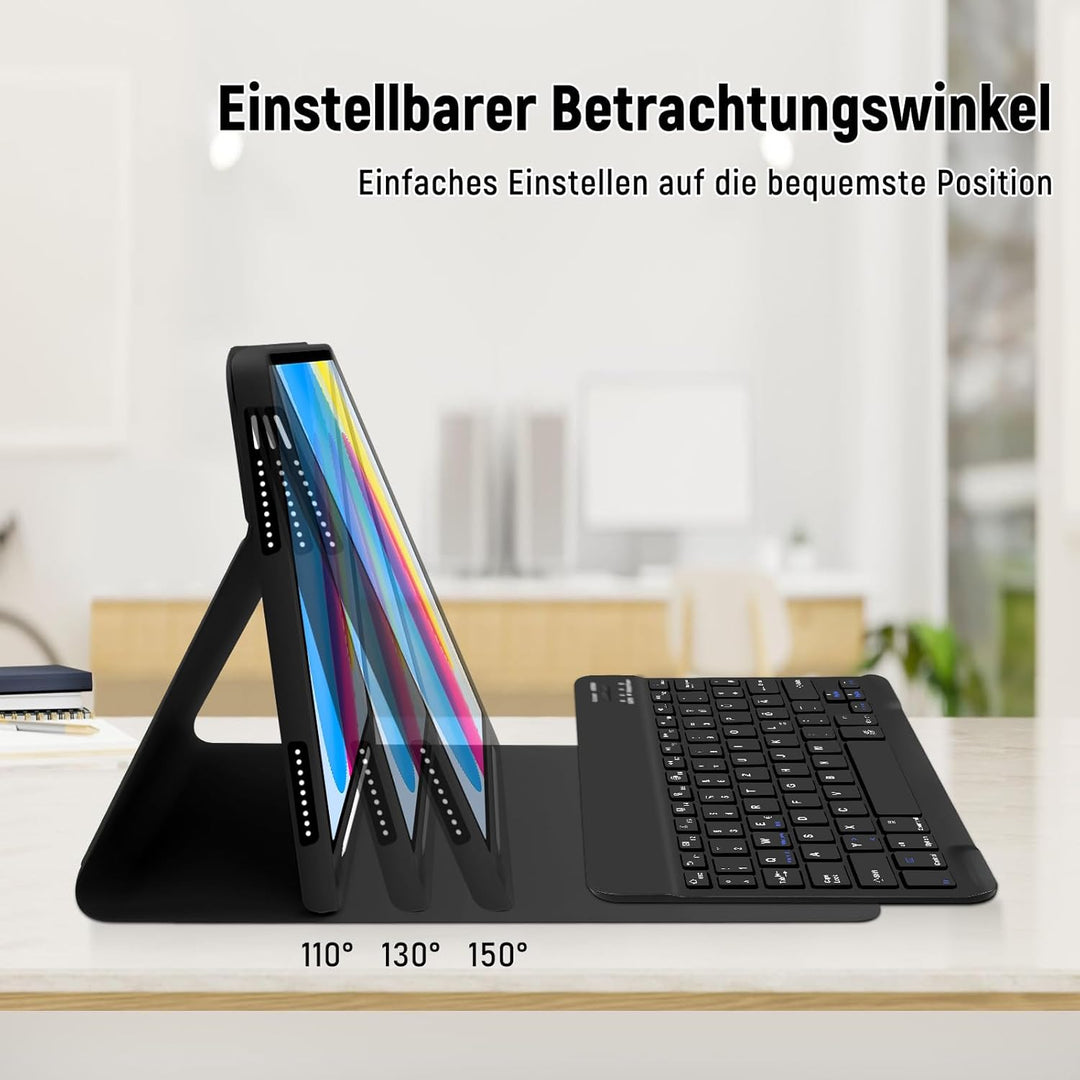 Hülle mit Tastatur für Ipad A16 11 Generation 2025/10 Generation 2022 (10,9/11 Zoll) - QWERTZ Layout