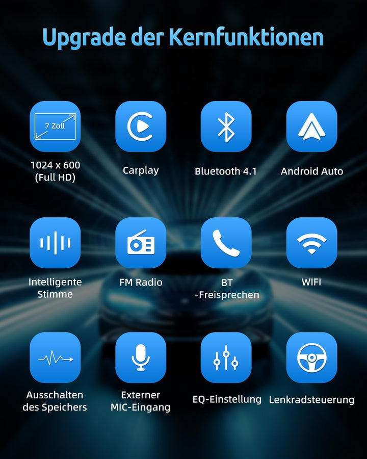 ESSGOO 4+64G Autoradio mit Wireless Carplay und Android Auto, 7 Zoll Doppel 2 Din HD Bildschirm Auto