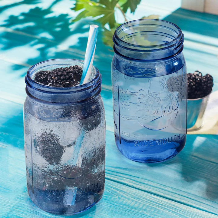 Tebery 6 Stück Vintage Blue Home Einmachgläser mit luftdichten Deckeln und Bändern, 900 ml breite Öf