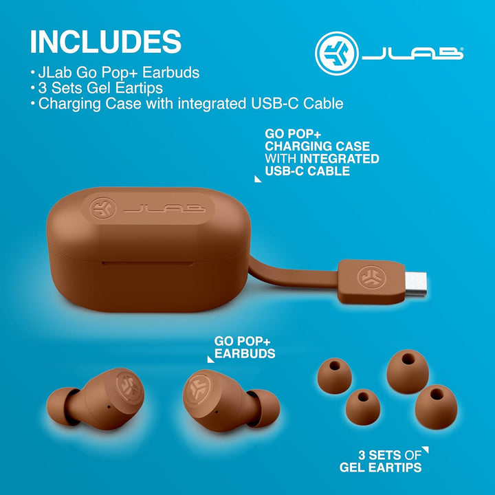 JLab Go Air Pop+ In Ear Kopfhörer kabellos Bluetooth, True Wireless Kopfhörer, 35+ Std Headphones, k