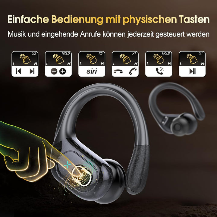Aptkdoe In Ear Kopfhörer Kabellos Sport, Bluetooth 5.4 Kopfhörer mit ENC Mic, 75 Std Spielzeit, Anpa