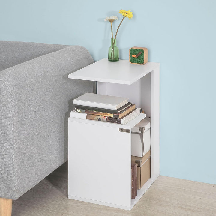 SoBuy FBT69-W Beistelltisch mit 3 Ablagen Couchtisch Kaffeetisch Sofatisch weiss BHT