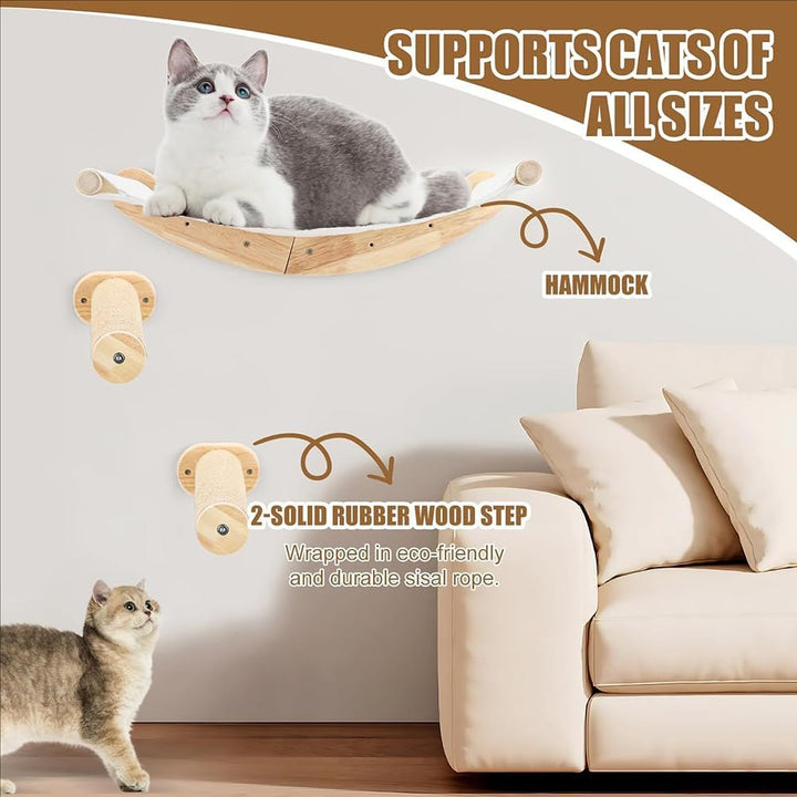 Kletterwand Katzen,53cmx47cm Katzenhängematte & 2 Kratzbaum, Kängematten Katzen Wand Bis Zu 10 Kg,Ka