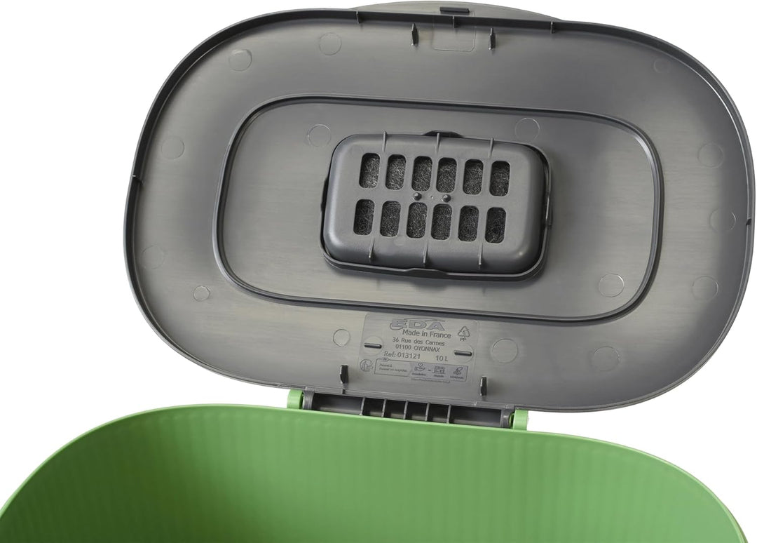 EDA - 10 Liter Komposteimer mit Kohlefilter - XXL Öffnung - Geruchsfilter - Modernes Design - Kaktus