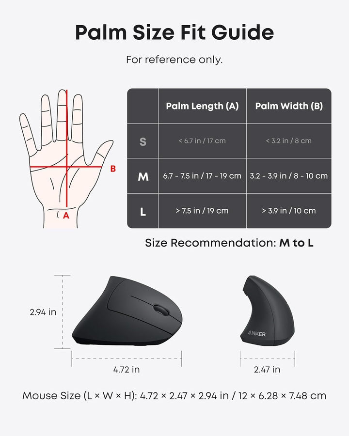 Anker 2.4G Wireless Vertikale Ergonomische Optische Maus Vertical Ergonomic Optical Maus Kabellos fü