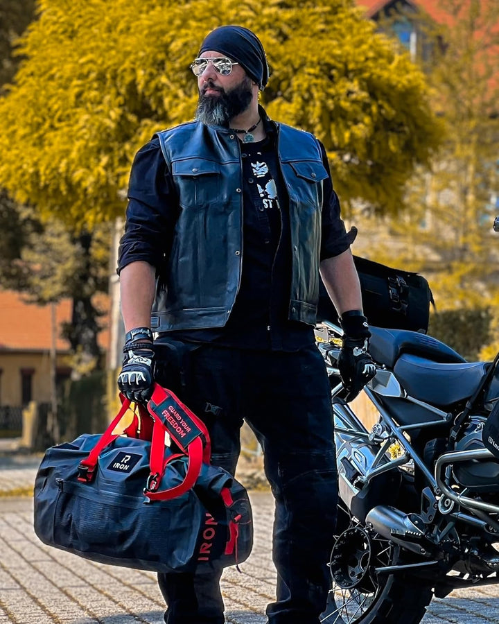 BORLENI Motorrad Hecktasche Gepäckrolle wasserdicht 50L – Premium Motorradtasche mit Rolltop, Reflek