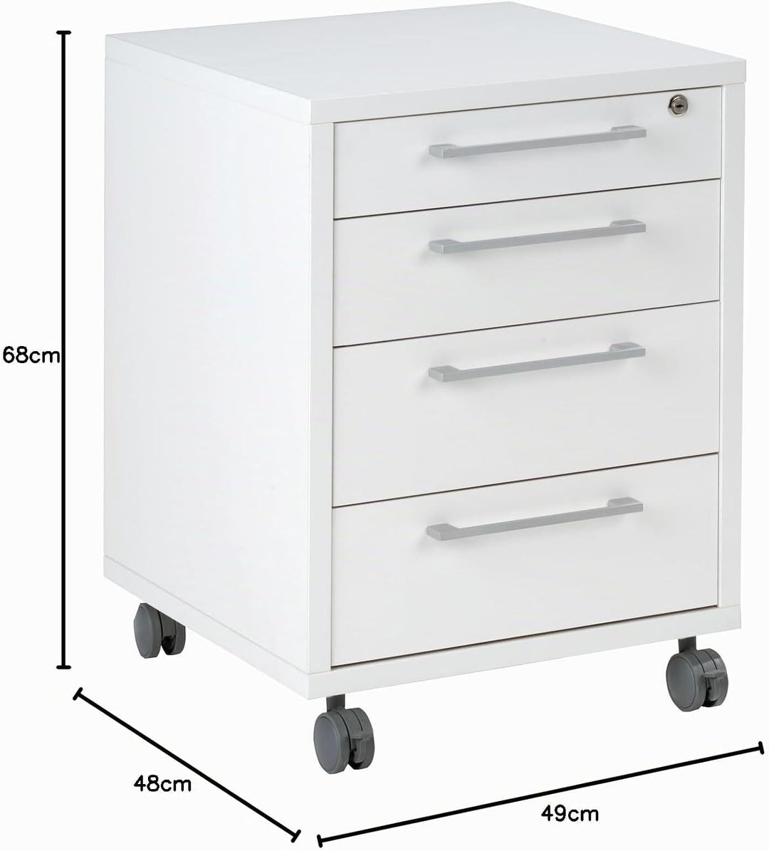 Container Rollcontainer Schubladenschrank | Weiss | 4 Schubladen | Abschliessbar