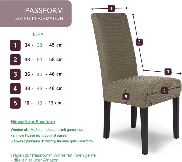 SCHEFFLER-Home Stuhlhussen Stretch Luna/Stuhlhussen 4er Set Taupe/elastische Flanell Stuhlabdeckunge