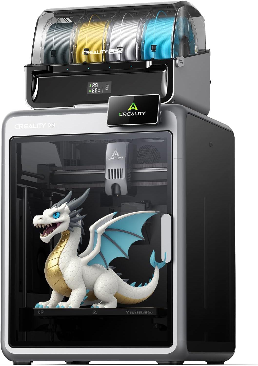 Creality K2 Combo (A) 3D-Drucker, Mehrfarbig mit CFS, bis 600 mm/s Hochgeschwindigkeitsdruck, AI-Kam